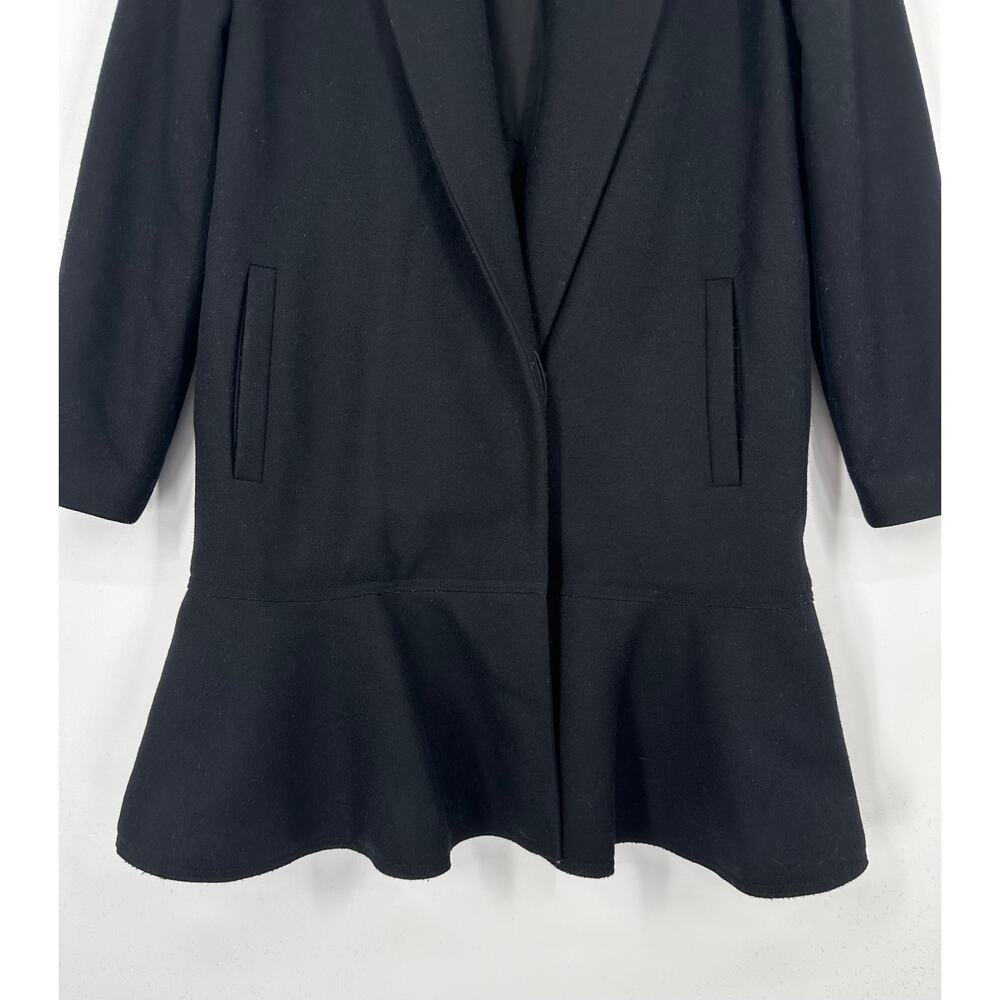 Allsaints Grace Coat Wool Ruffle Hem Long Overcoat Jacket, Black - Picture 7 of 16